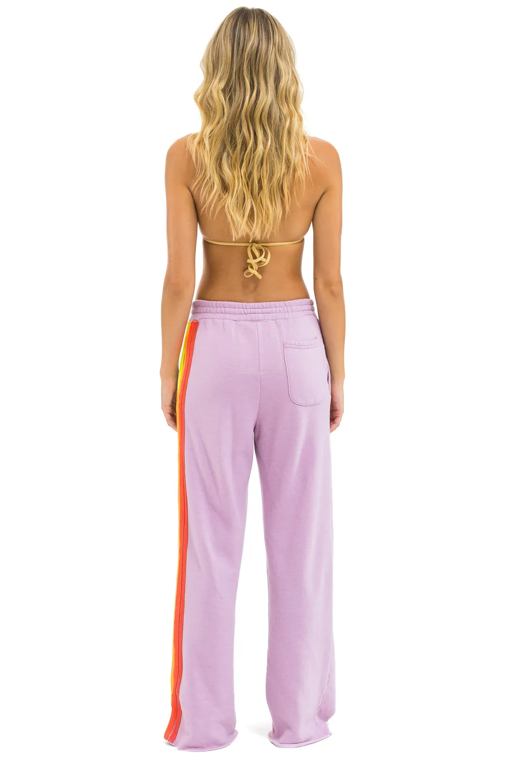 5 STRIPE WIDE LEG POCKET SWEATPANTS - MAUVE // WHITE NEON sold by Aviator Nation product image thumbnail 3
