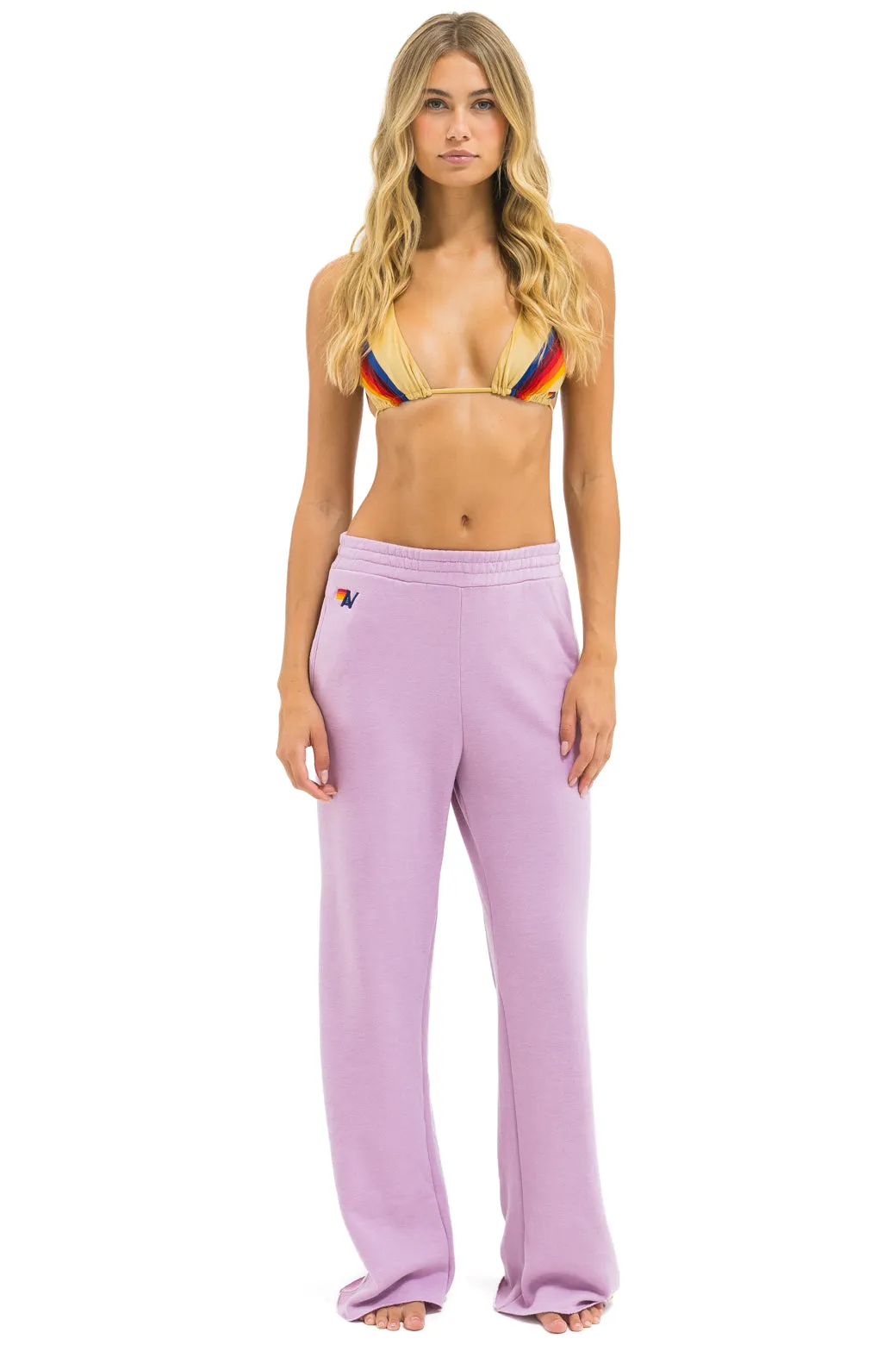 5 STRIPE WIDE LEG POCKET SWEATPANTS - MAUVE // WHITE NEON sold by Aviator Nation product image thumbnail 4