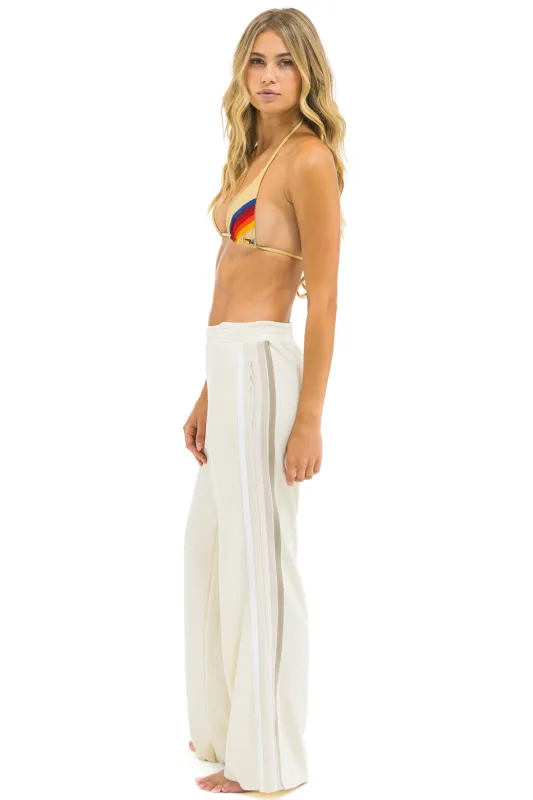 5 STRIPE WIDE LEG POCKET SWEATPANTS - VINTAGE WHITE // WHITE GREY sold by Aviator Nation