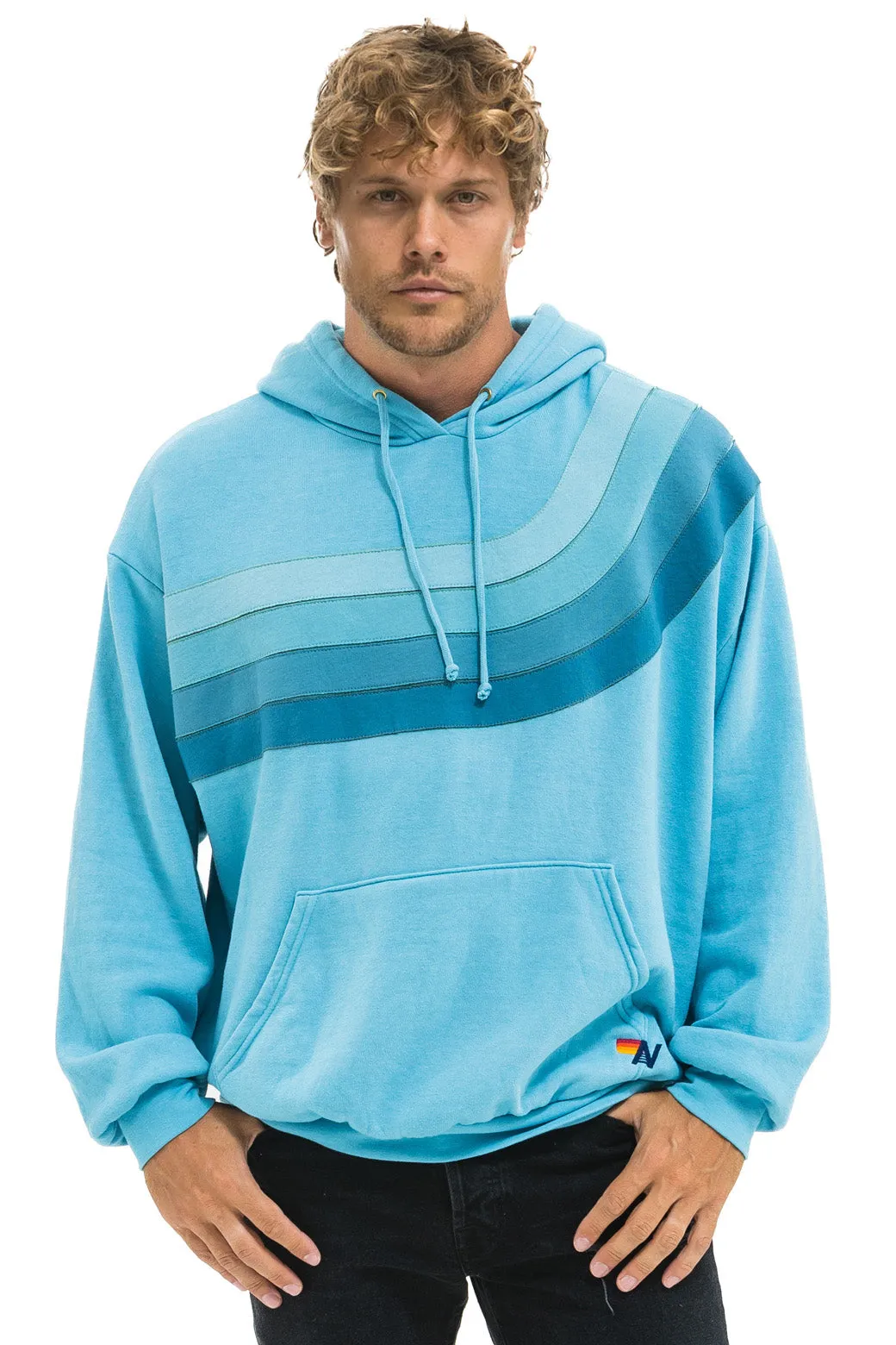 WAVE STRIPE 4 PULLOVER HOODIE RELAXED - AQUA // AQUA sold by Aviator Nation product image thumbnail 2