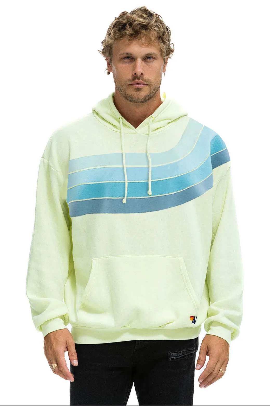 WAVE STRIPE 4 PULLOVER HOODIE RELAXED - LIME CREAM // SEAFOAM sold by Aviator Nation product image thumbnail 2