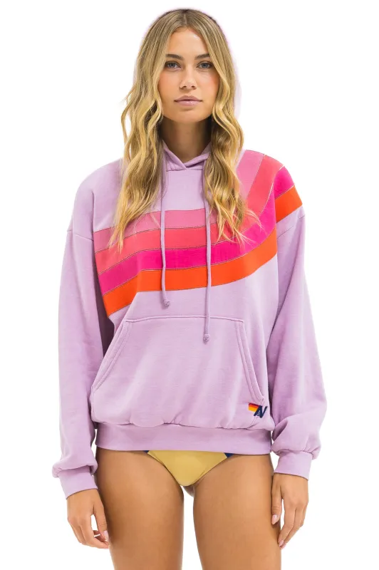 WAVE STRIPE 4 PULLOVER HOODIE RELAXED - MAUVE // MAGENTA ORANGE sold by Aviator Nation