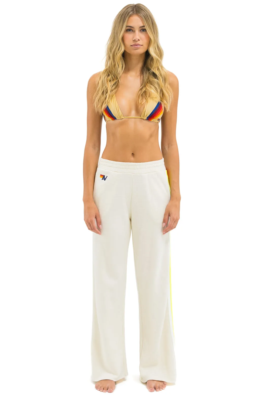5 STRIPE WIDE LEG POCKET SWEATPANTS - VINTAGE WHITE // WHITE NEON sold by Aviator Nation product image thumbnail 4