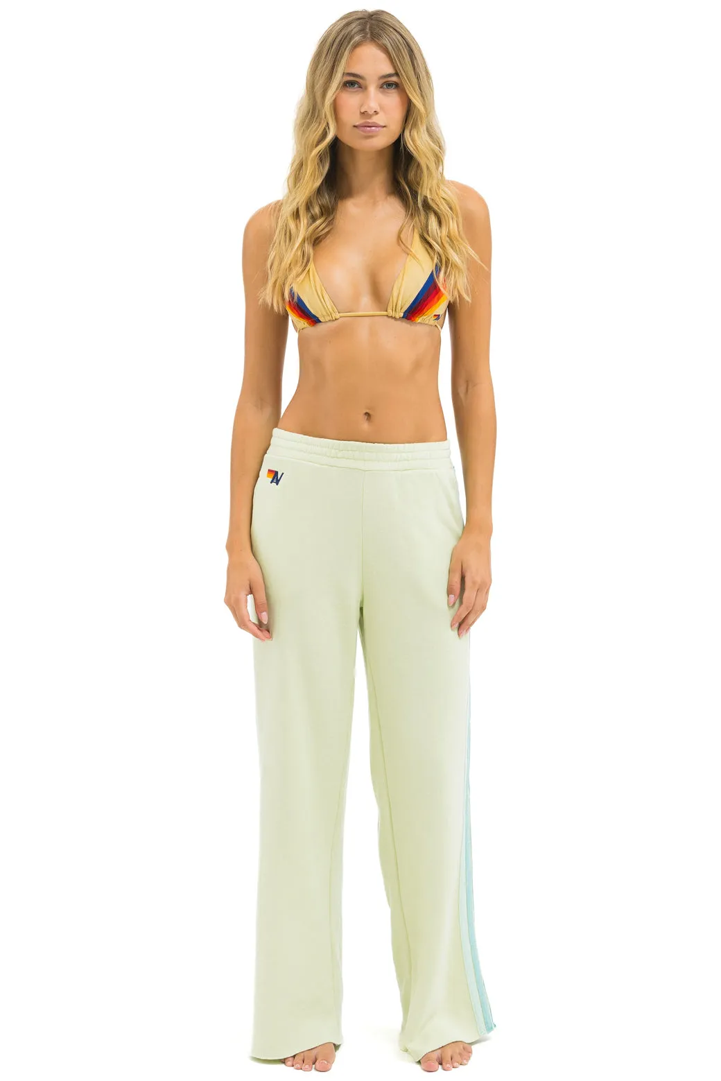 5 STRIPE WIDE LEG POCKET SWEATPANTS - LIME CREAM // SEAFOAM sold by Aviator Nation product image thumbnail 3