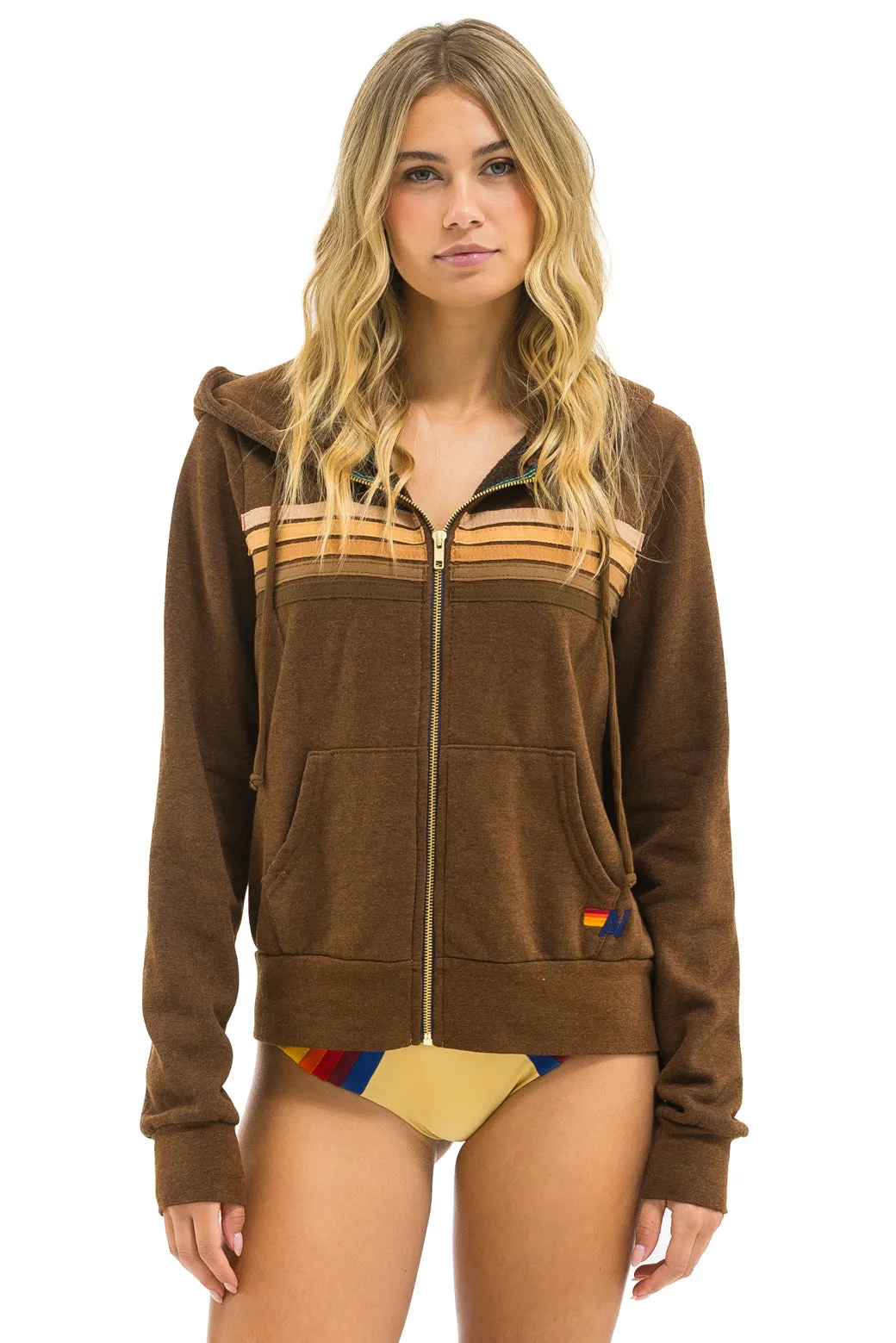 5 STRIPE HOODIE - CHOCOLATE // ESPRESSO sold by Aviator Nation product image thumbnail 2