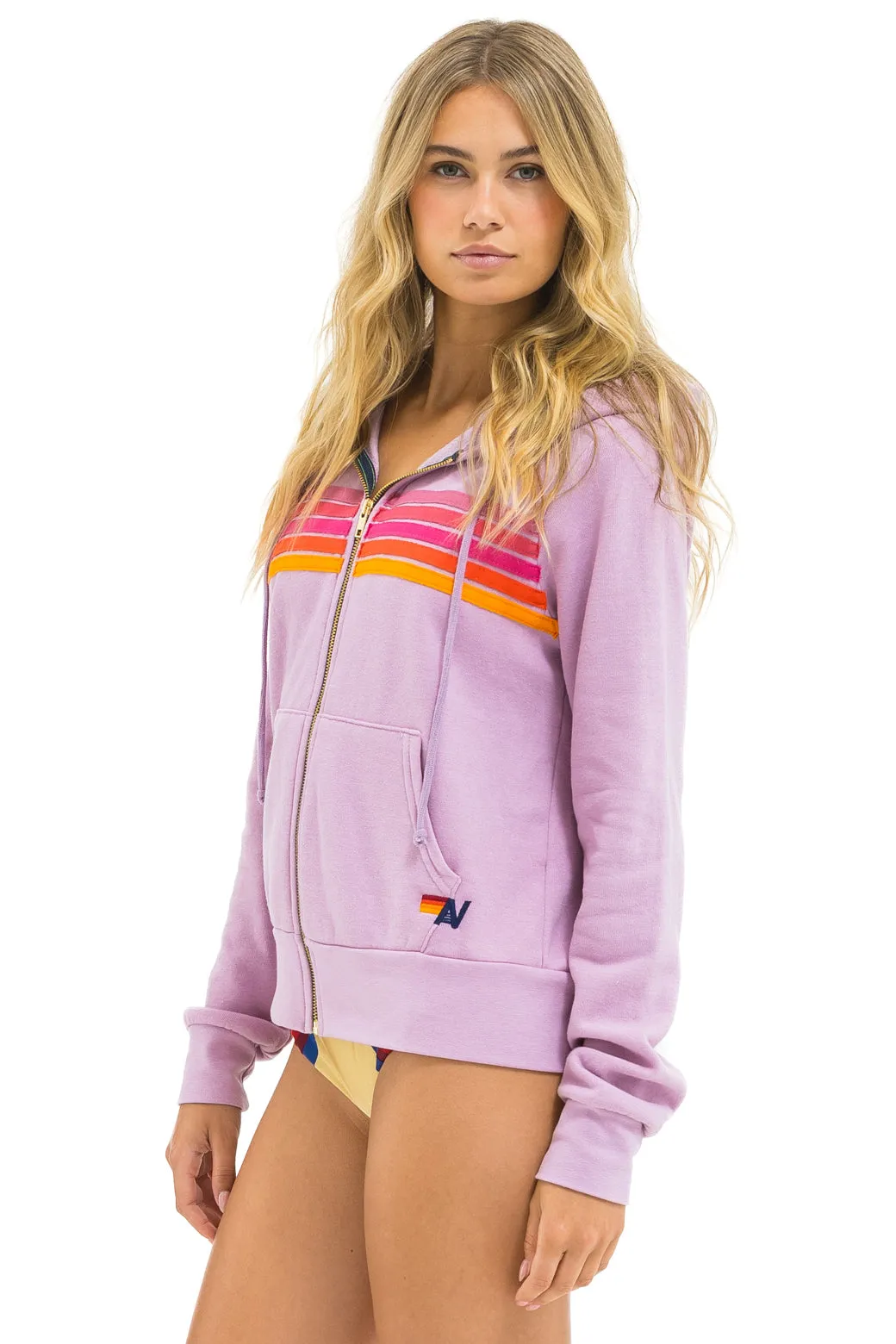 5 STRIPE HOODIE - MAUVE // MAGENTA ORANGE sold by Aviator Nation product image thumbnail 3