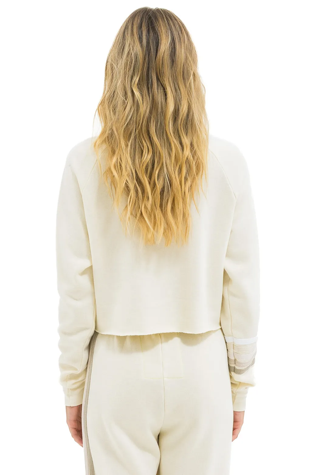 BOLT RUGBY STITCH CROPPED CREW SWEATSHIRT - VINTAGE WHITE // WHITE GREY sold by Aviator Nation product image thumbnail 4