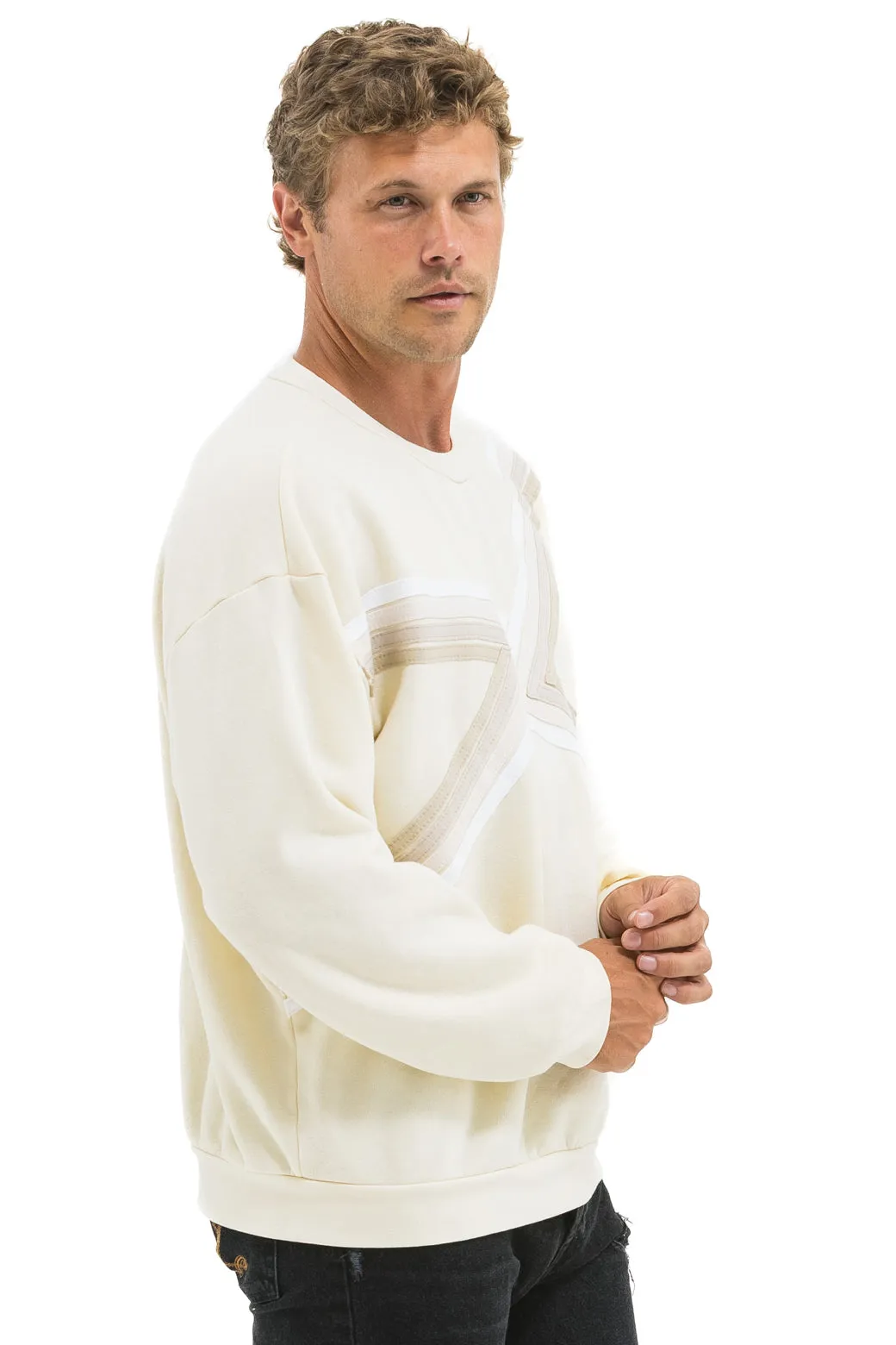 BLAZE RELAXED CREW SWEATSHIRT - VINTAGE WHITE // VINTAGE WHITE sold by Aviator Nation product image thumbnail 4