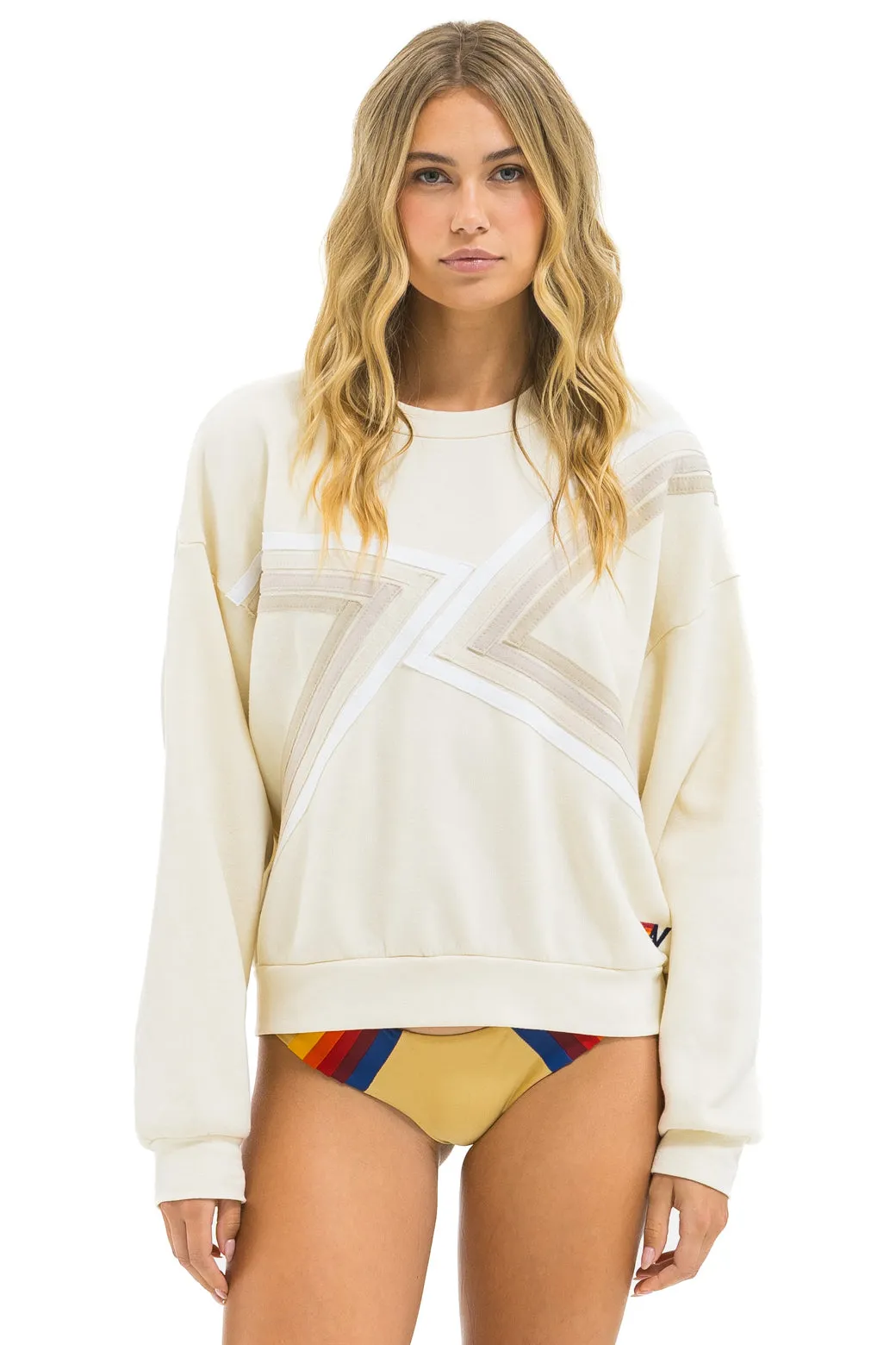 BLAZE RELAXED CREW SWEATSHIRT - VINTAGE WHITE // VINTAGE WHITE sold by Aviator Nation