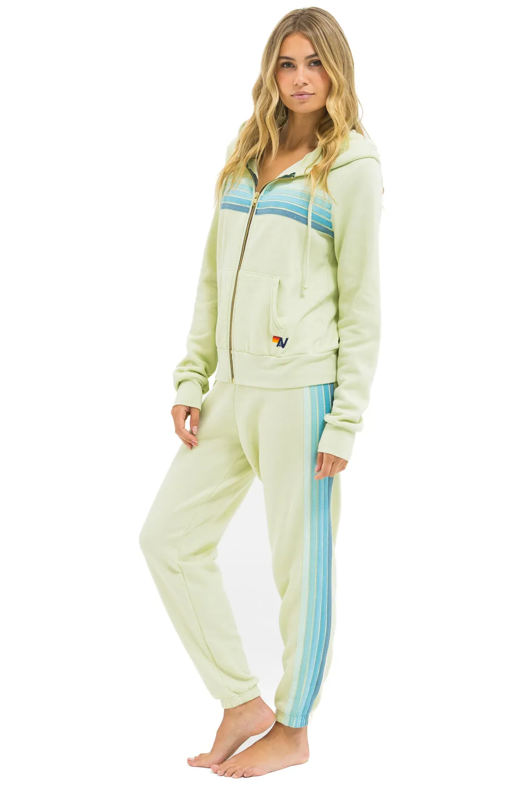 5 STRIPE SWEATPANTS - LIME CREAM // SEAFOAM sold by Aviator Nation product image thumbnail 5