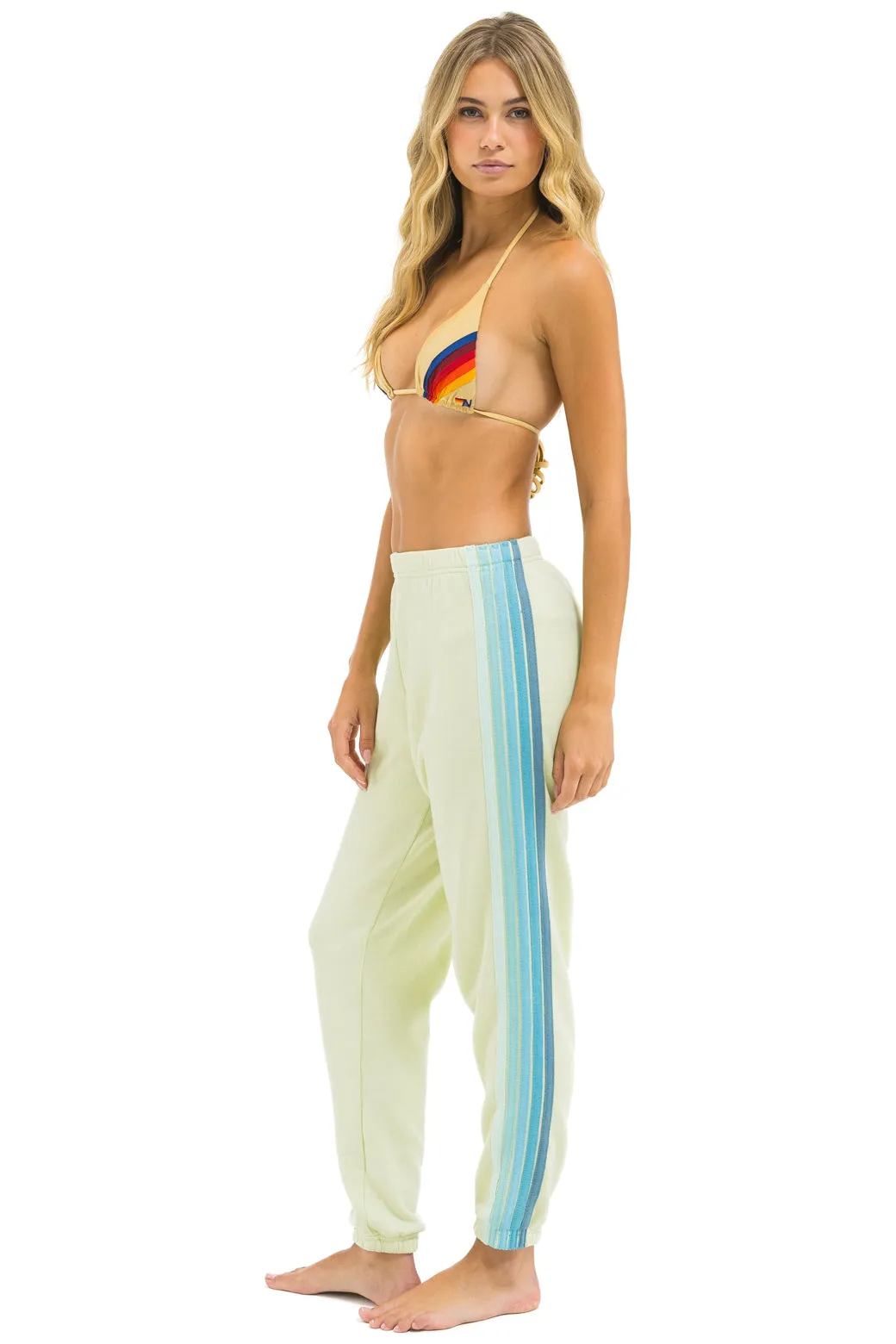 5 STRIPE SWEATPANTS - LIME CREAM // SEAFOAM sold by Aviator Nation