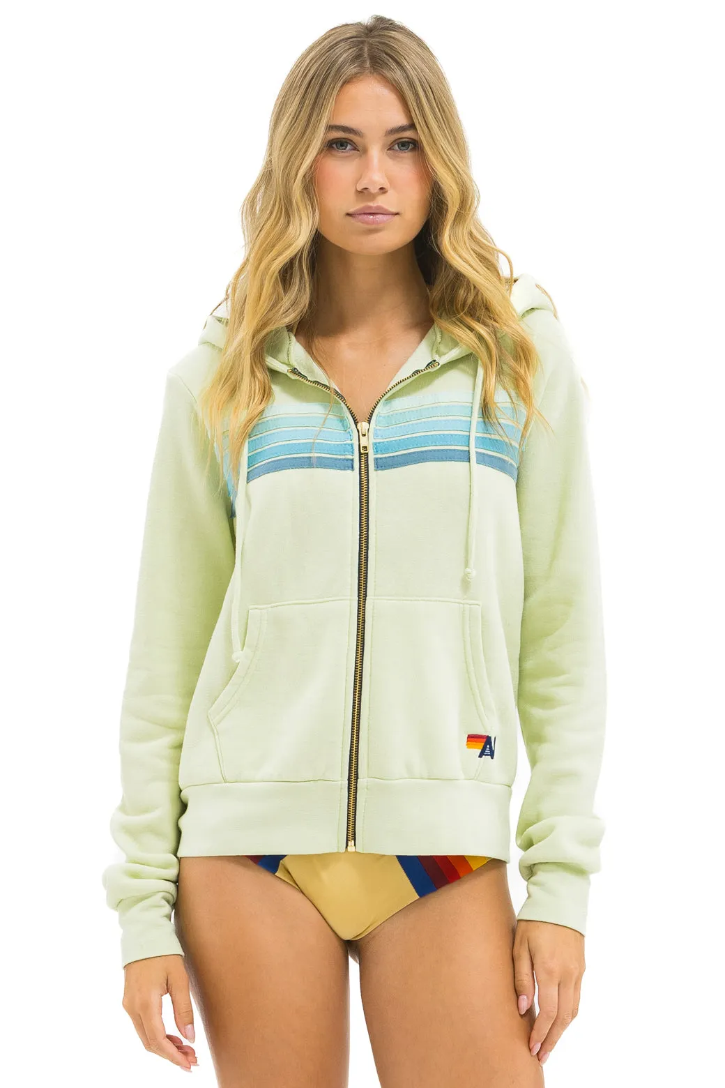 5 STRIPE HOODIE - LIME CREAM // SEAFOAM sold by Aviator Nation product image thumbnail 4