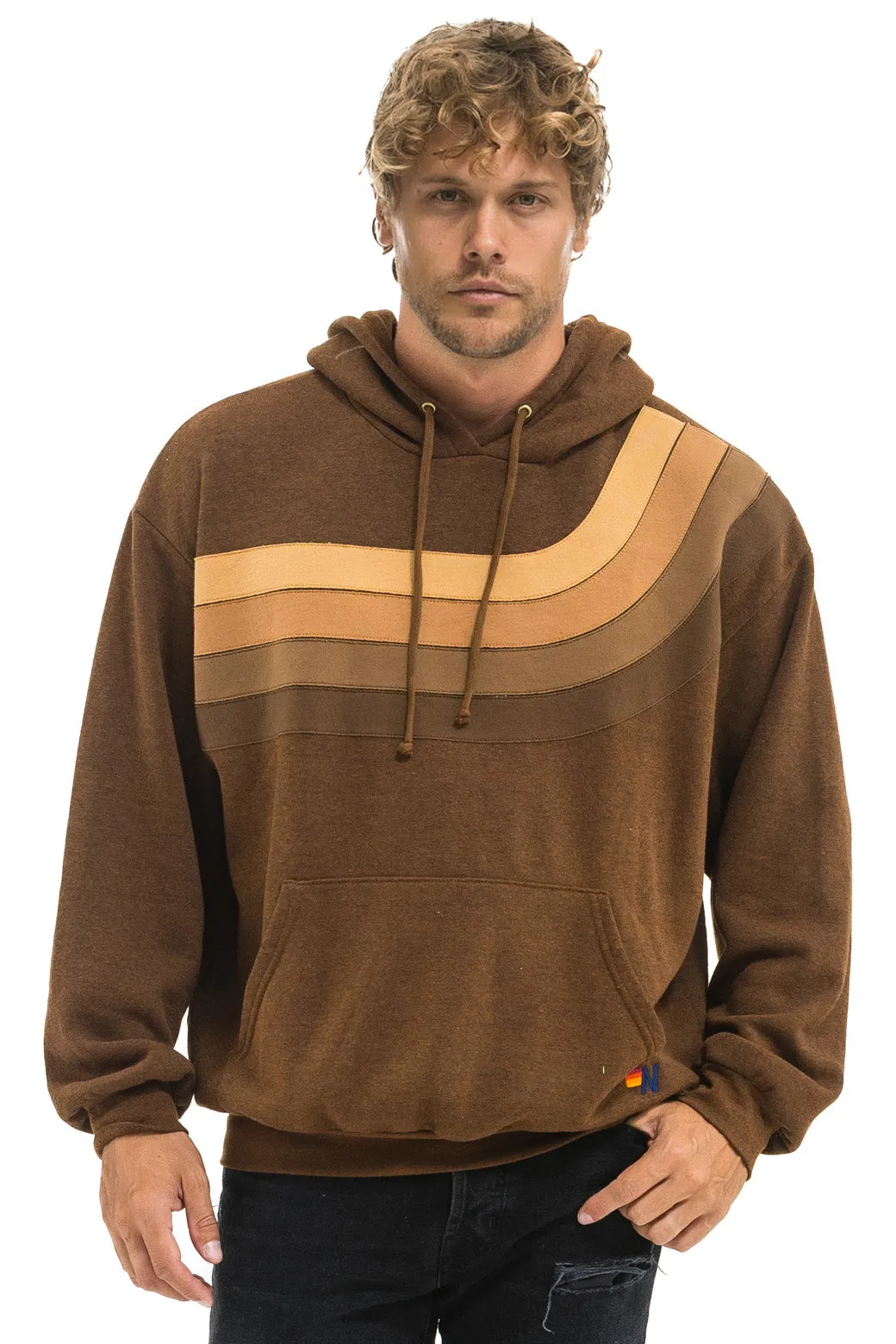 WAVE STRIPE 4 PULLOVER HOODIE RELAXED - CHOCOLATE // ESPRESSO sold by Aviator Nation product image thumbnail 2