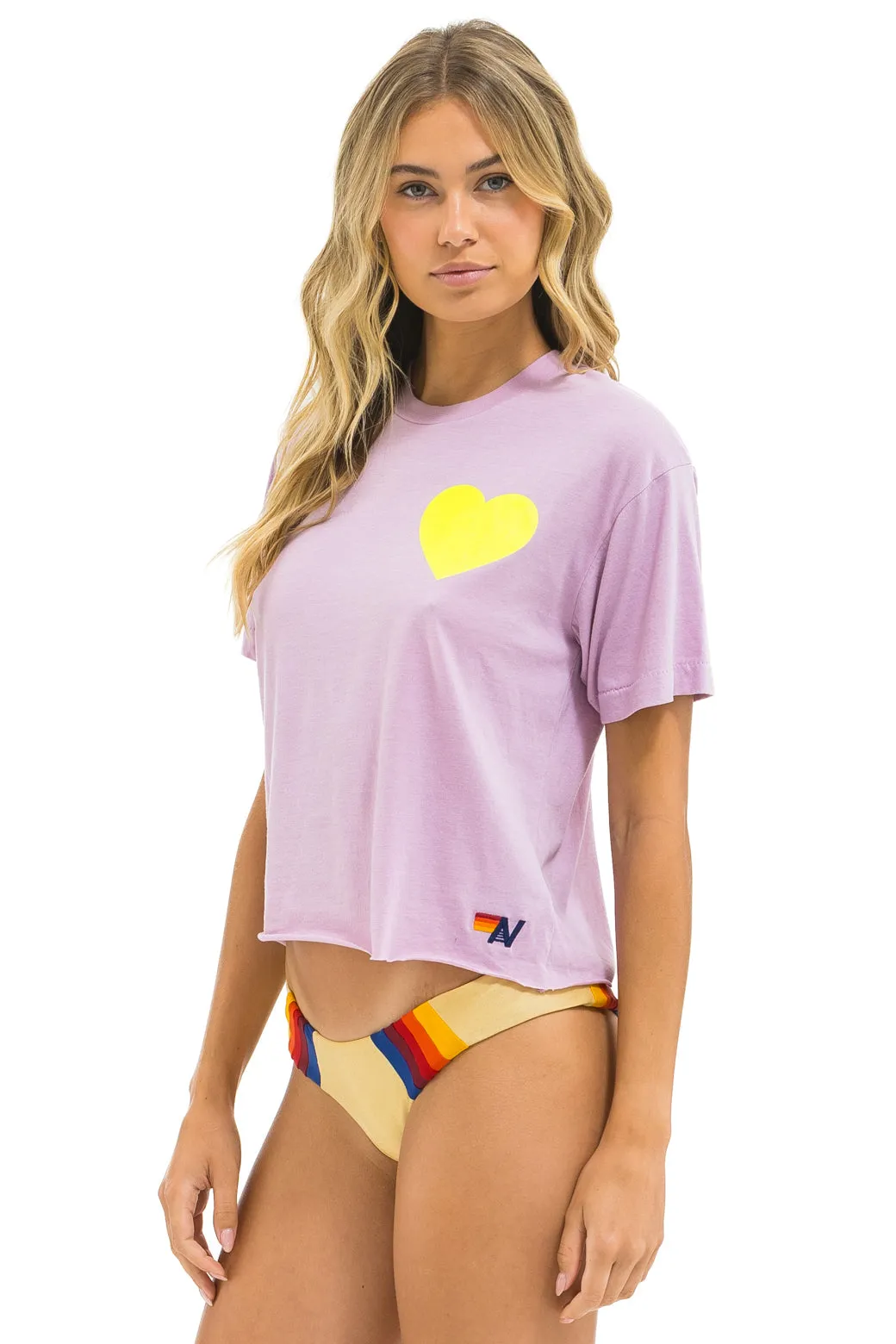 HEART PRINT BOYFRIEND TEE - MAUVE // NEON YELLOW sold by Aviator Nation product image thumbnail 2