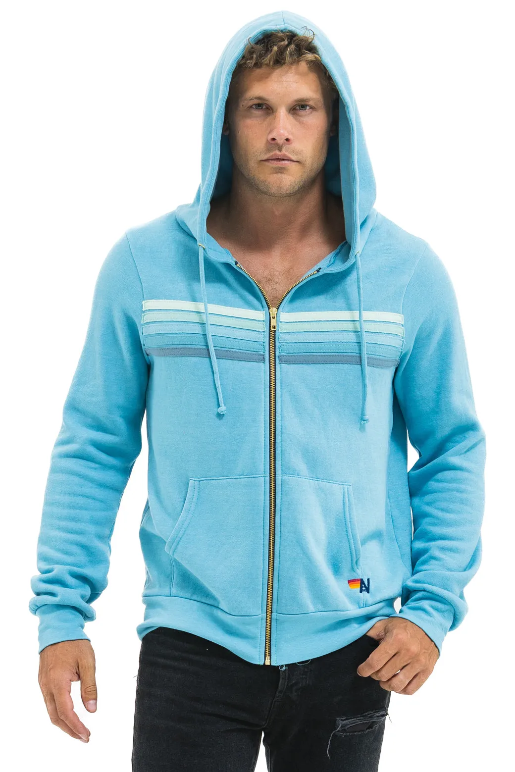 5 STRIPE HOODIE - AQUA // AQUA sold by Aviator Nation product image thumbnail 2