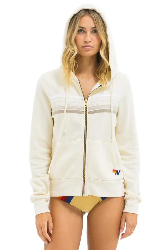 5 STRIPE HOODIE - VINTAGE WHITE // WHITE GREY sold by Aviator Nation