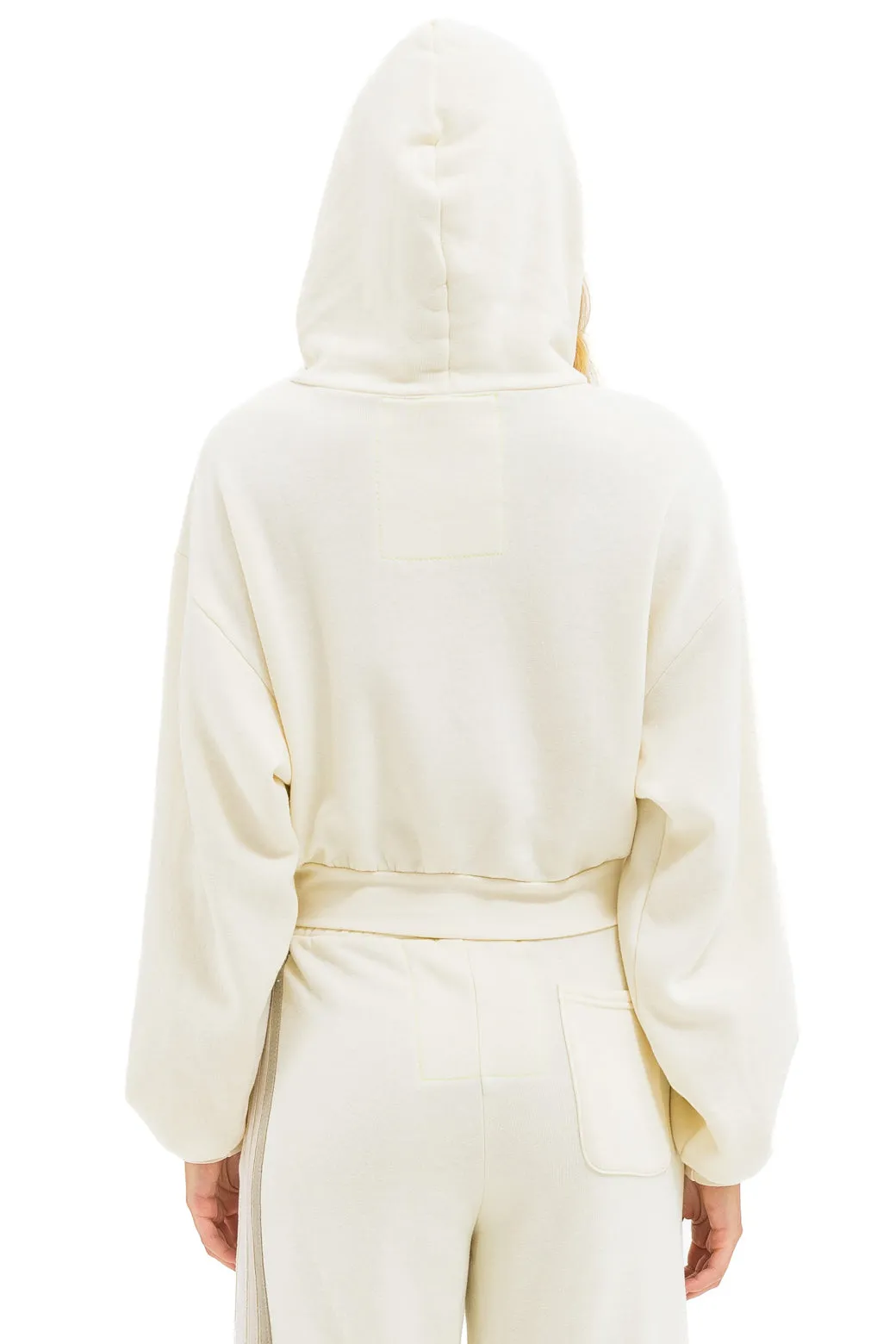 5 STRIPE CROPPED ZIP HOODIE RELAXED - VINTAGE WHITE // WHITE GREY sold by Aviator Nation product image thumbnail 5