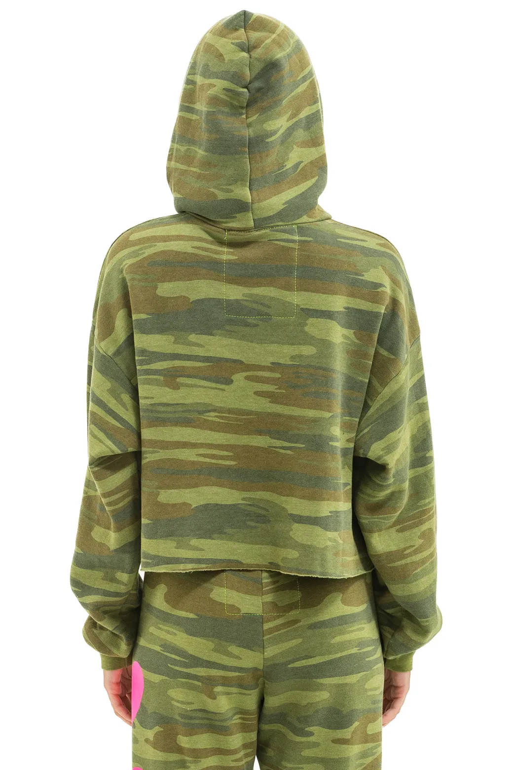 HEART RELAXED CROPPED PULLOVER HOODIE - CAMO // NEON PINK sold by Aviator Nation product image thumbnail 5