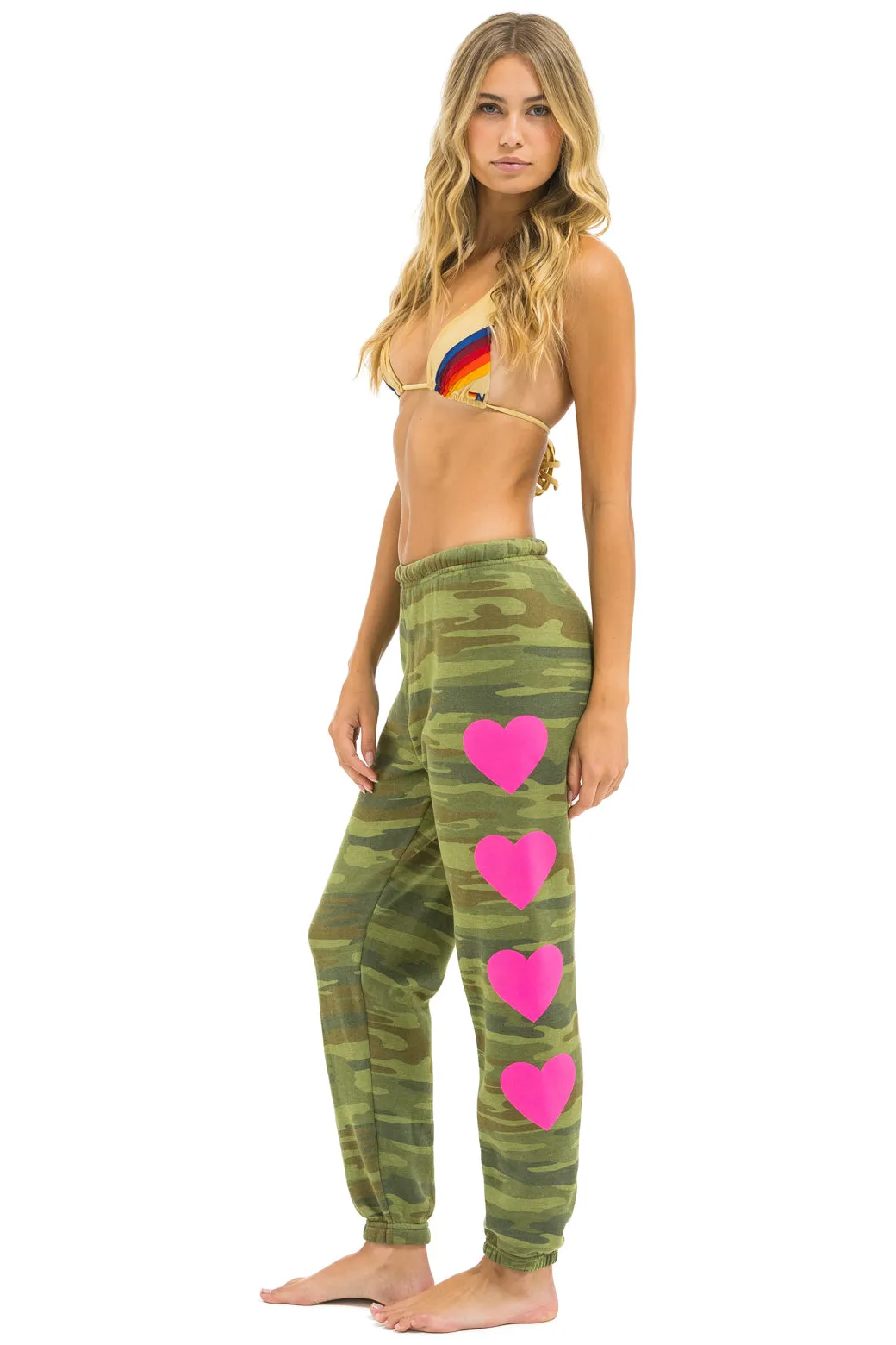 HEART 4 SWEATPANTS - CAMO // NEON PINK sold by Aviator Nation