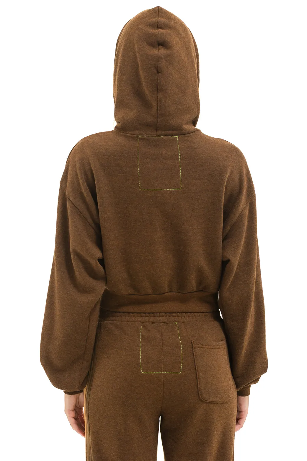 5 STRIPE CROPPED ZIP HOODIE RELAXED - CHOCOLATE // ESPRESSO sold by Aviator Nation product image thumbnail 5