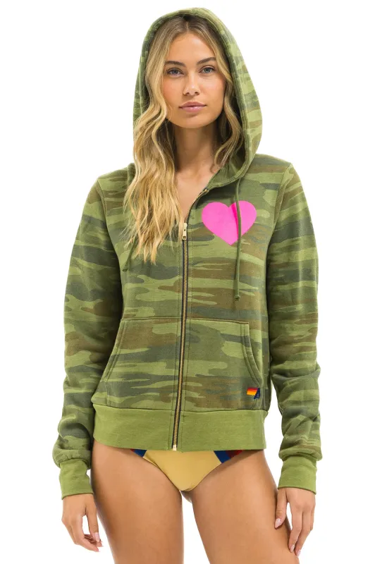 HEART 2 HOODIE - CAMO // NEON PINK sold by Aviator Nation
