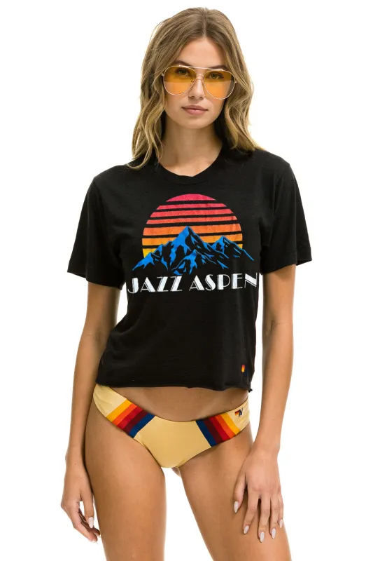 JAZZ ASPEN SNOWMASS 2025 BOYFRIEND TEE - BLACK sold by Aviator Nation