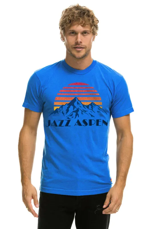 JAZZ ASPEN SNOWMASS 2025 CREW TEE SHIRT - ADVENTURE BLUE sold by Aviator Nation