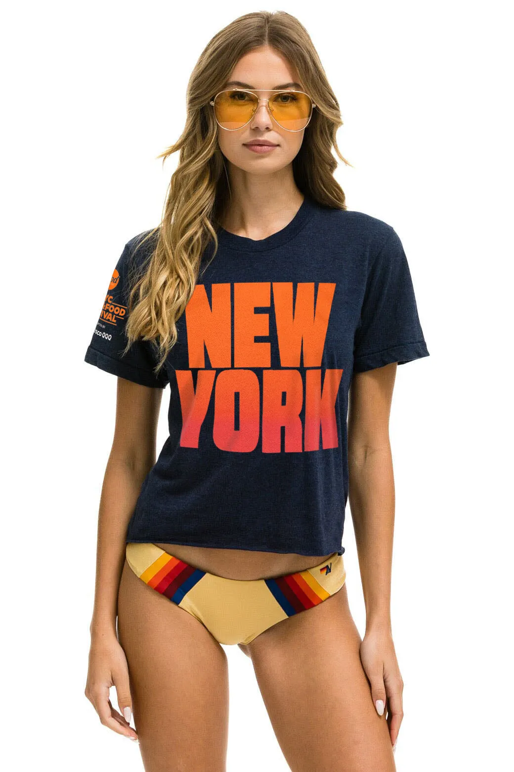 NEW YORK WINE & FOOD 2025 BOYFRIEND TEE - NAVY sold by Aviator Nation