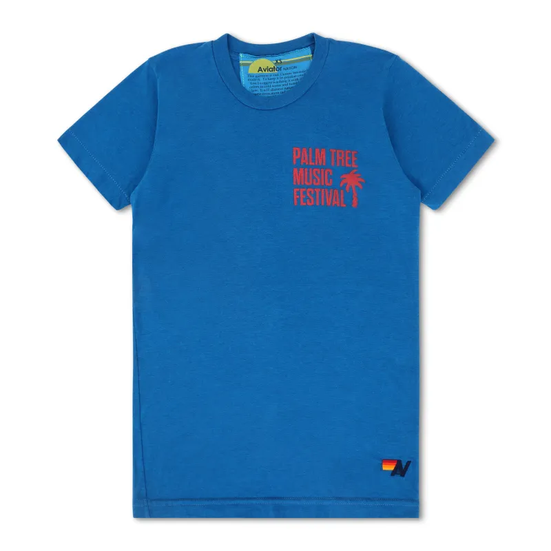 PALM TREE FEST NAPA 2025 CREW TEE SHIRT - ADVENTURE BLUE sold by Aviator Nation