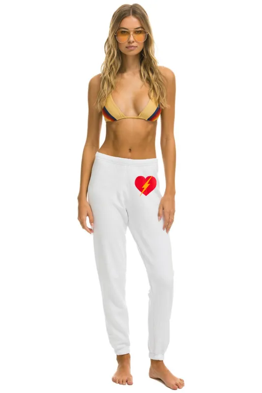 BOLT HEART SWEATPANTS - WHITE sold by Aviator Nation
