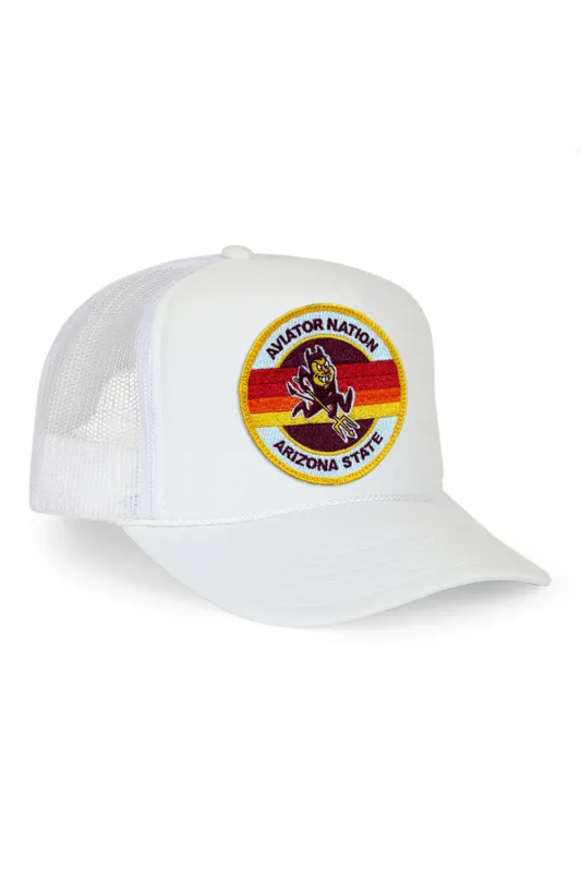 ASU X AVIATOR NATION VINTAGE LOW RISE TRUCKER - WHITE made by Aviator Nation