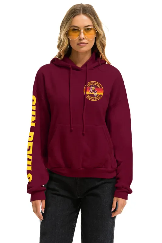 ASU FORK PULLOVER HOODIE RELAXED - MAROON made by Aviator Nation
