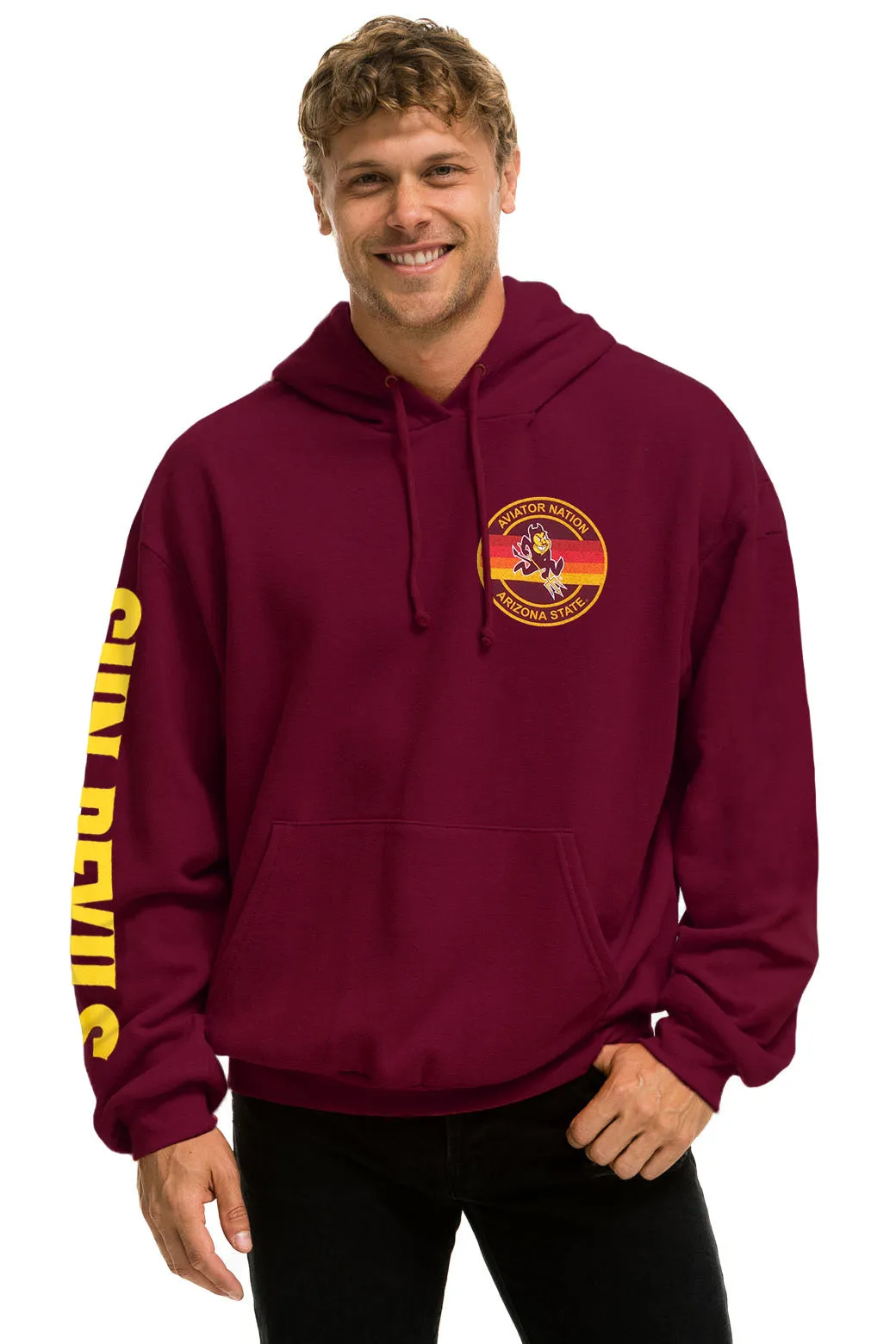 ASU FORK PULLOVER HOODIE RELAXED - MAROON sold by Aviator Nation product image thumbnail 2