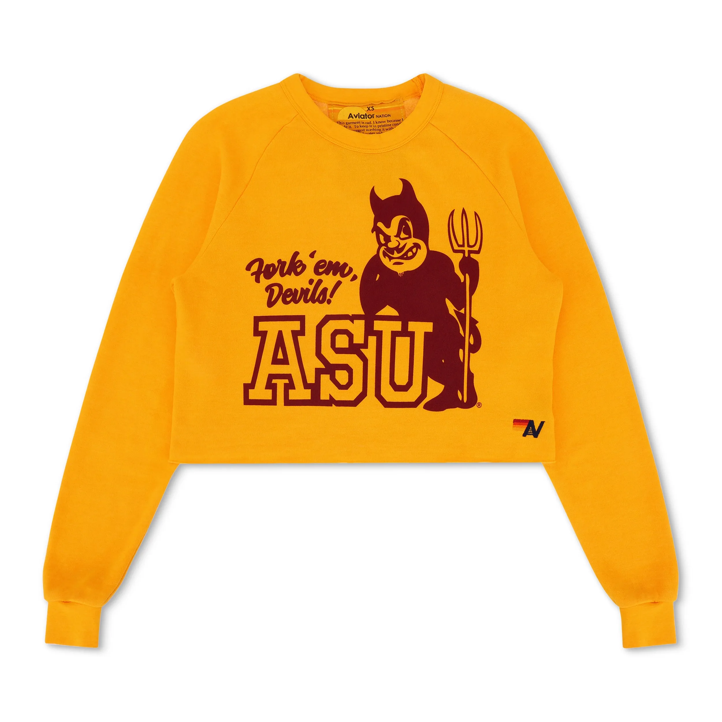 ASU VINTAGE DEVIL CROPPED CREW SWEATSHIRT - GOLD sold by Aviator Nation product image thumbnail 3
