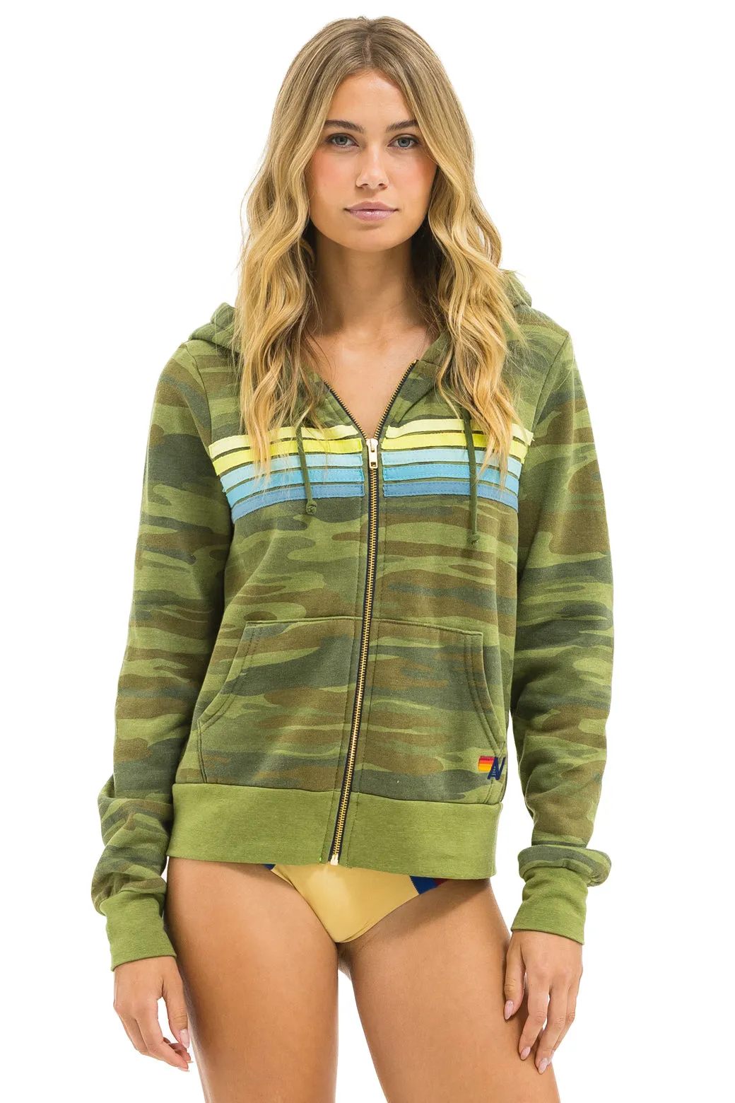 5 STRIPE HOODIE - CAMO // LIME AQUA sold by Aviator Nation product image thumbnail 3