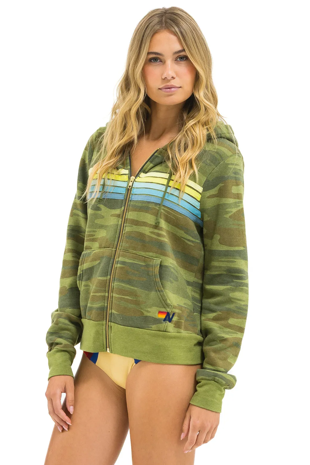 5 STRIPE HOODIE - CAMO // LIME AQUA sold by Aviator Nation product image thumbnail 5