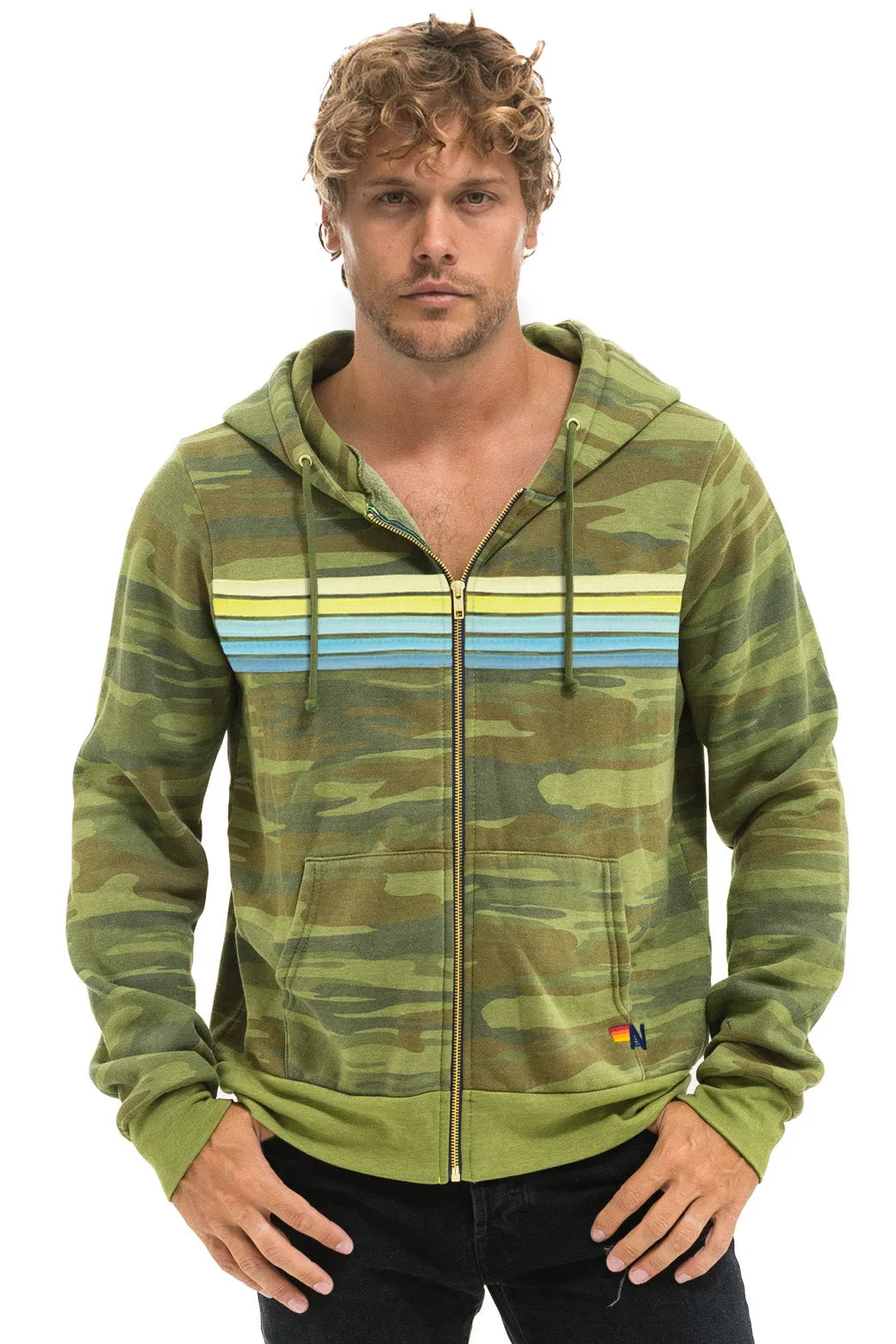 5 STRIPE HOODIE - CAMO // LIME AQUA sold by Aviator Nation product image thumbnail 2