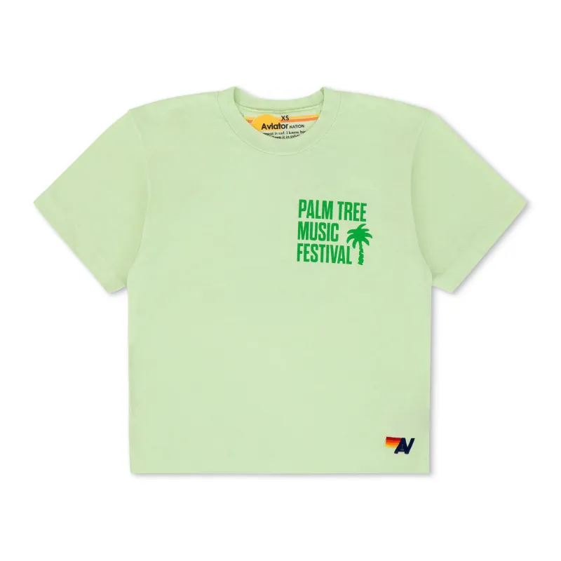 PALM TREE FEST NAPA 2025 BOYFRIEND TEE - LIME CREAM sold by Aviator Nation