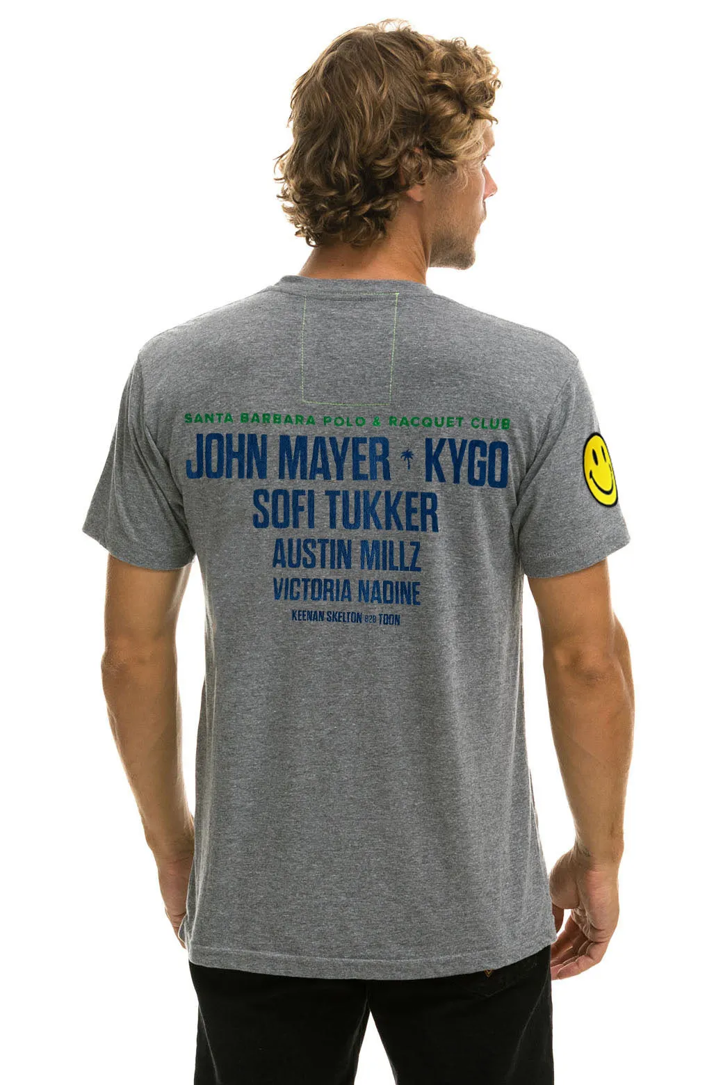 PALM TREE FESTIVAL MONTECITO 2025 CREW TEE SHIRT - HEATHER GREY sold by Aviator Nation product image thumbnail 3