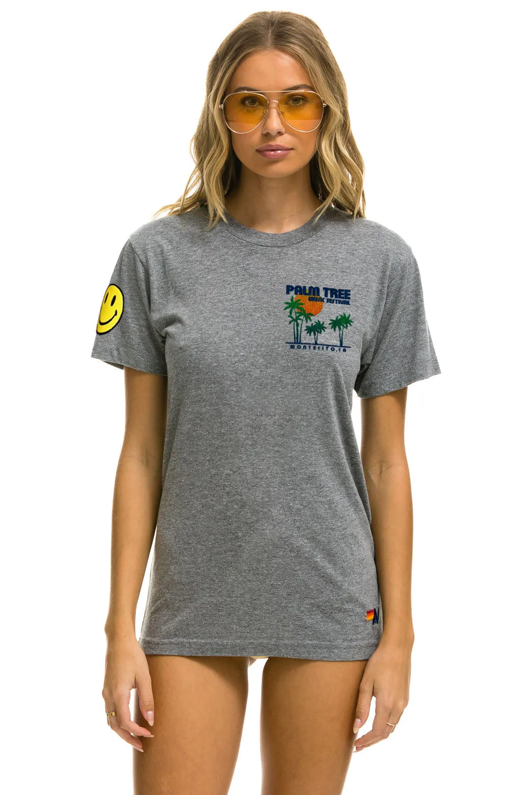 PALM TREE FESTIVAL MONTECITO 2025 CREW TEE SHIRT - HEATHER GREY sold by Aviator Nation product image thumbnail 2
