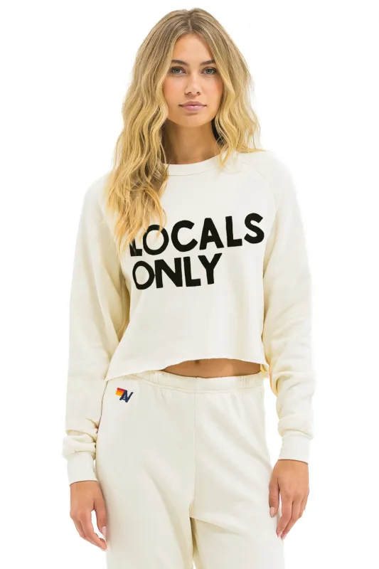 LOCALS ONLY CROPPED CREW SWEATSHIRT RELAXED - VINTAGE WHITE sold by Aviator Nation