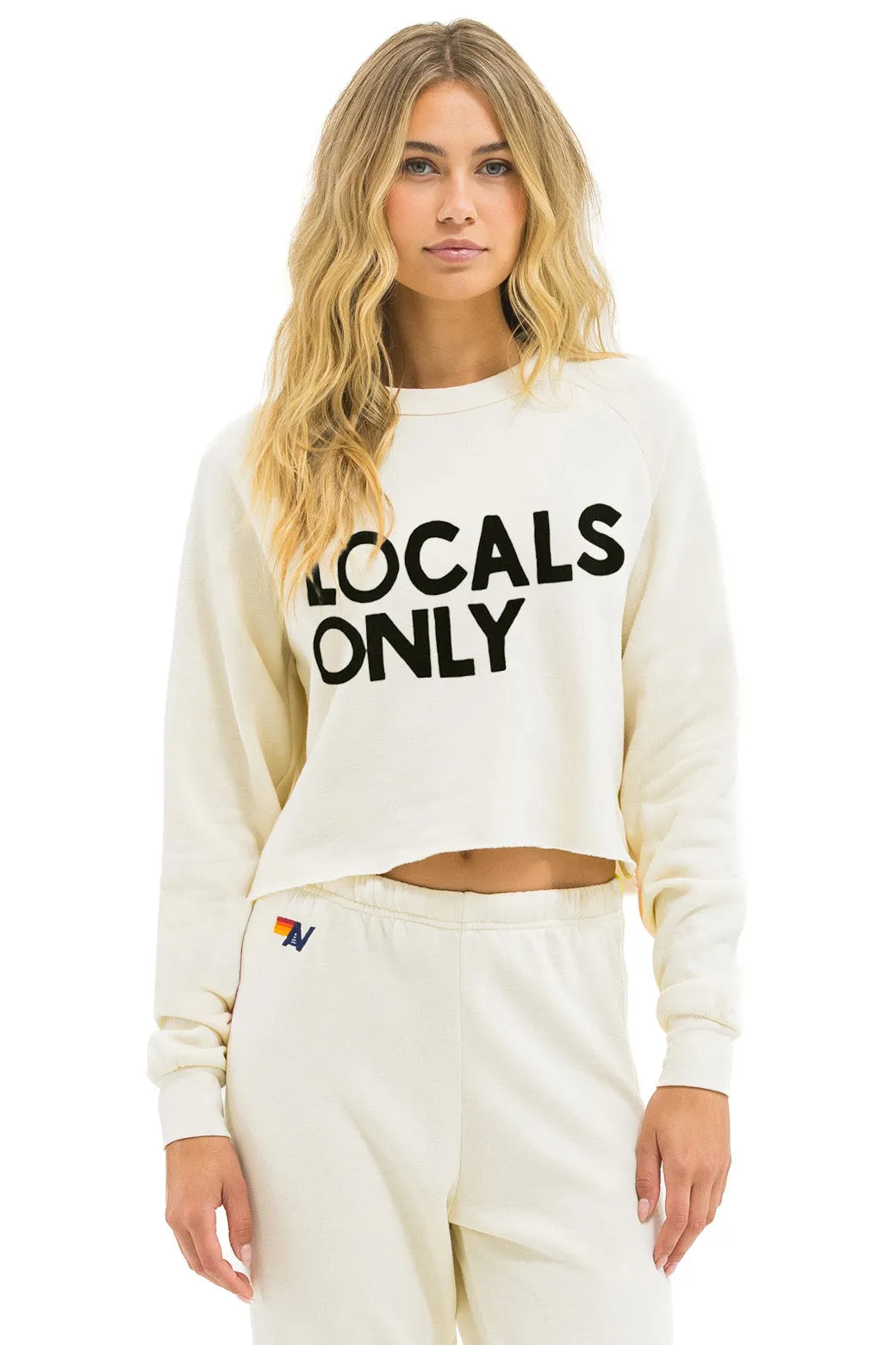 LOCALS ONLY CROPPED CREW SWEATSHIRT RELAXED - VINTAGE WHITE sold by Aviator Nation