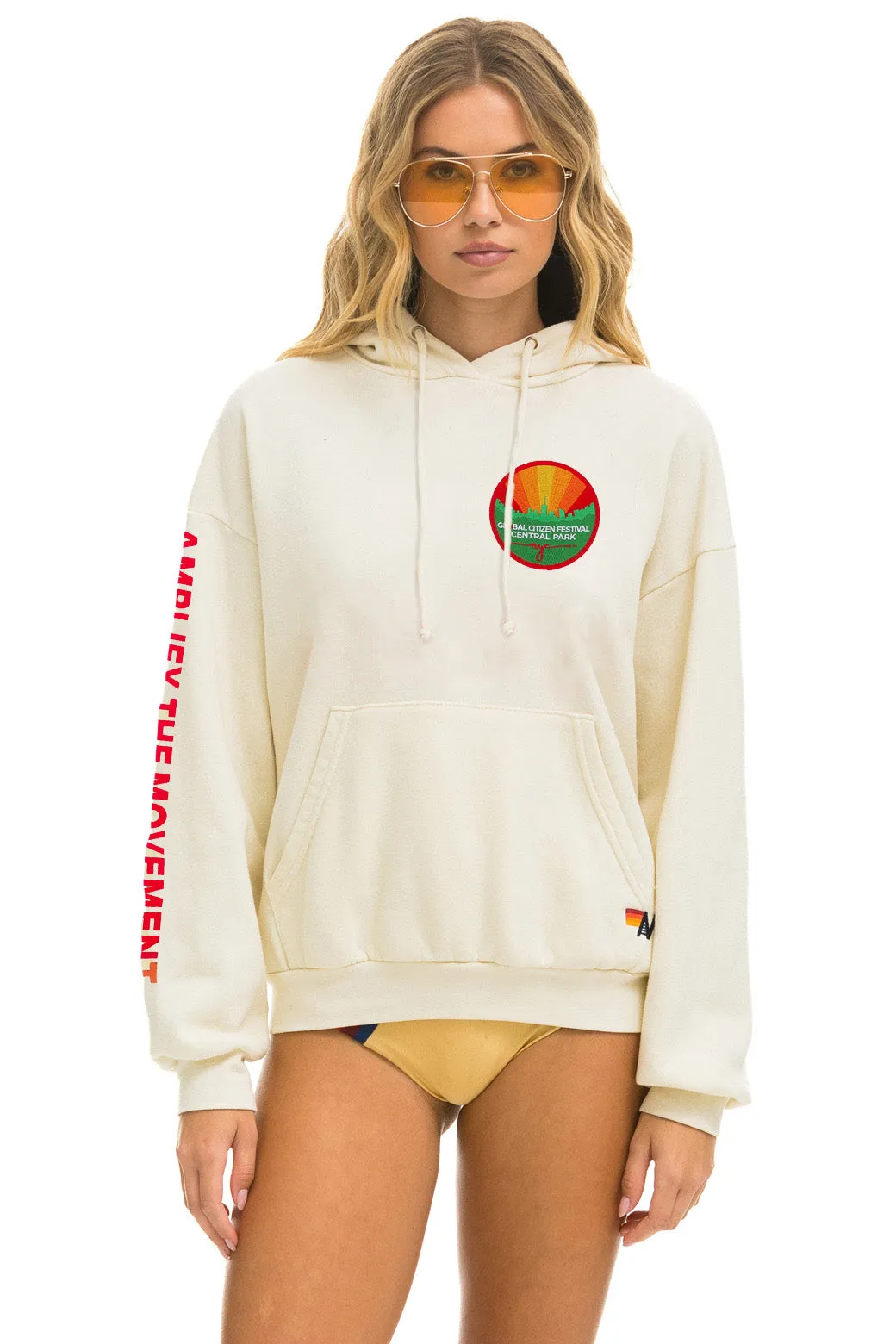 GLOBAL CITIZEN 2025 RELAXED PULLOVER HOODIE - VINTAGE WHITE sold by Aviator Nation