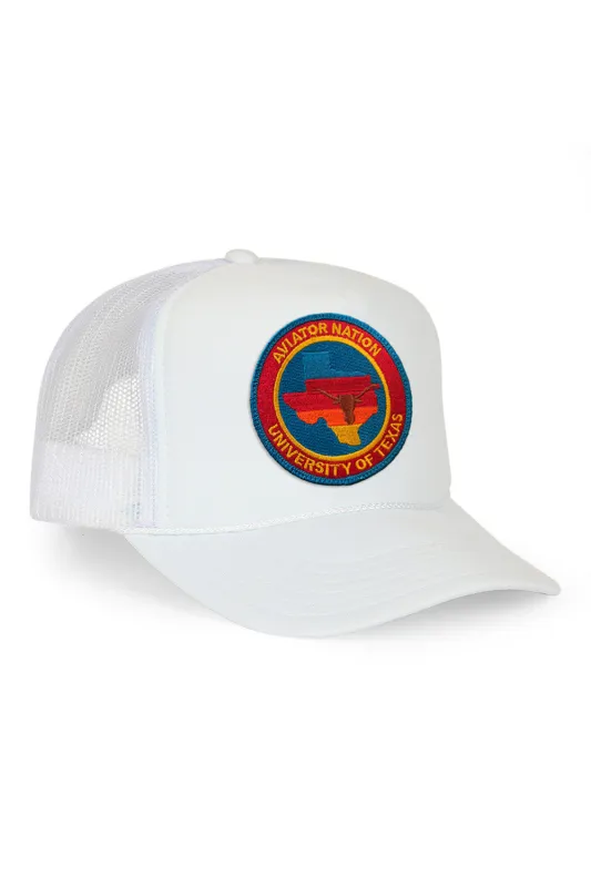 UNIVERSITY OF TEXAS CIRCLE PATCH VINTAGE LOW RISE TRUCKER - WHITE made by Aviator Nation