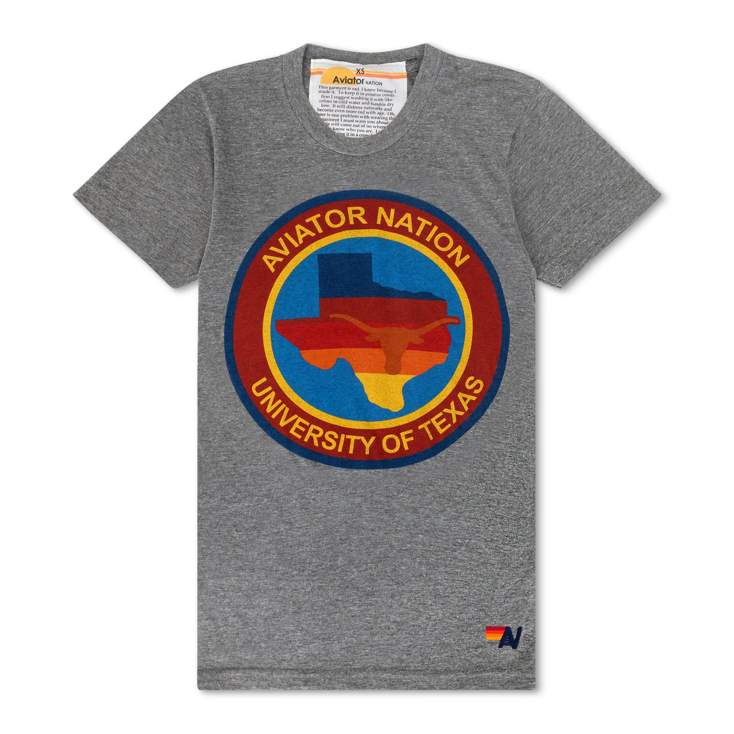 UNIVERSITY OF TEXAS CIRCLE PRINT CREW TEE SHIRT - HEATHER sold by Aviator Nation product image thumbnail 5