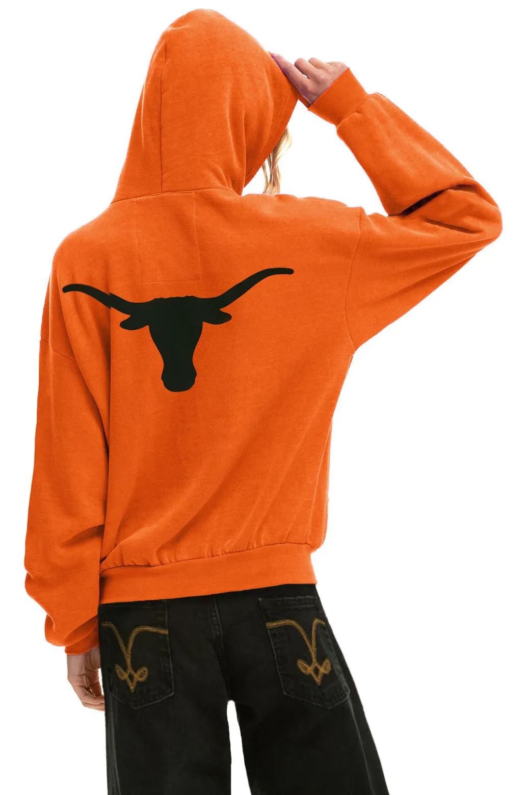UNIVERSITY OF TEXAS LONGHORNS RELAXED CIRCLE CROPPED HOODIE - BURNT ORANGE sold by Aviator Nation product image thumbnail 2