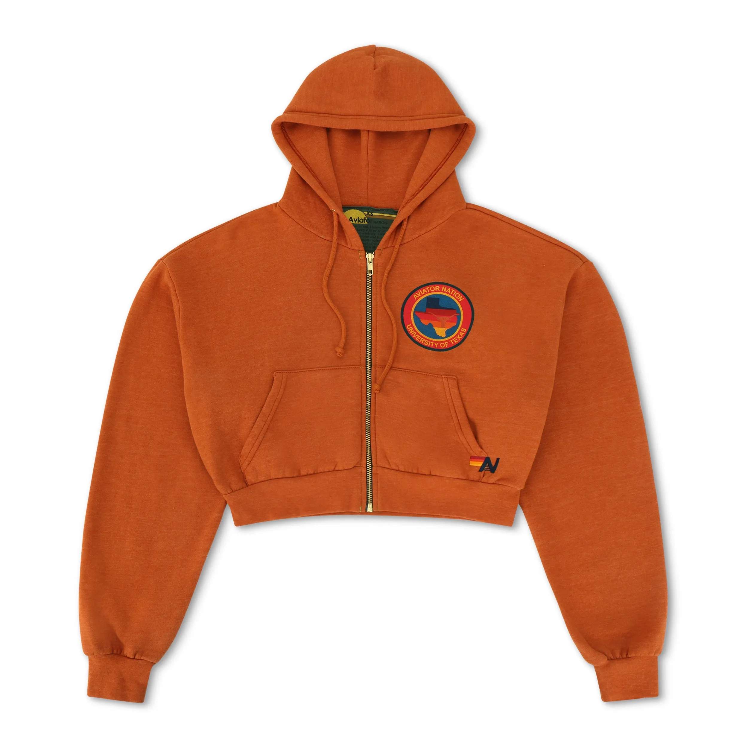 UNIVERSITY OF TEXAS LONGHORNS RELAXED CIRCLE CROPPED HOODIE - BURNT ORANGE sold by Aviator Nation product image thumbnail 3