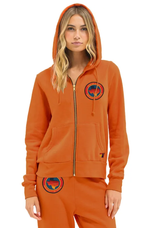 UNIVERSITY OF TEXAS CIRCLE PRINT ZIP HOODIE - BURNT ORANGE sold by Aviator Nation