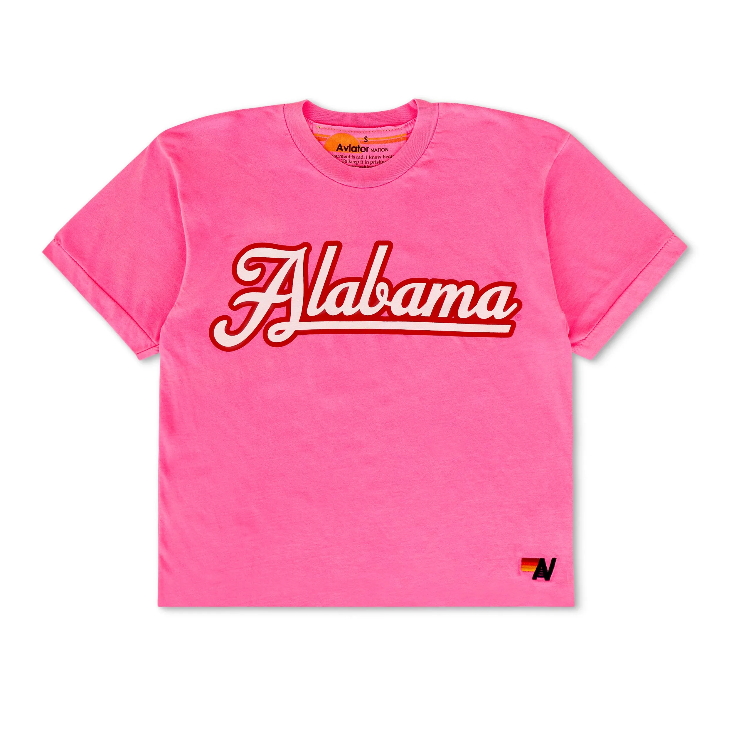 UNIVERSITY OF ALABAMA BOLT SCRIPT BOYFRIEND TEE - NEON PINK sold by Aviator Nation product image thumbnail 3