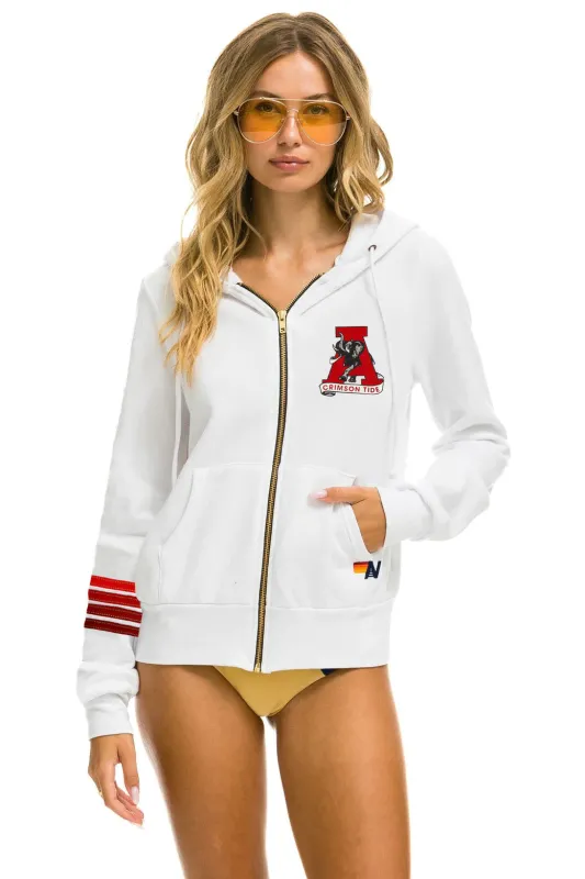 UNIVERSITY OF ALABAMA ROLL TIDE ZIP HOODIE - WHITE sold by Aviator Nation